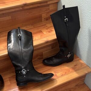 Coach Black Leather Knee-High Riding Boots